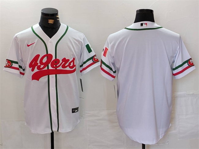 Men's San Francisco 49ers Blank White With Patch Cool Base Stitched Baseball Jersey